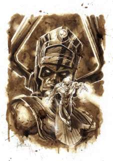 Galactus & Silver Surfer - Original Coffee Drawing By Juapi | Catawiki