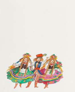 Julitta Karwowska-Wnuczak (1935) | Julitta Karwowska-Wnuczak | Stroje ludowe, "Almanach Polonii", projekt ilustracji | Desa Unicum