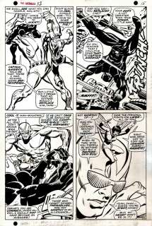 George Tuska , John Buscema | Avengers #53 P 11 (Black Panther & Hawkeye Both Battle Goliath & Wasp in Avengers Mansion!) 1968 | Romitaman