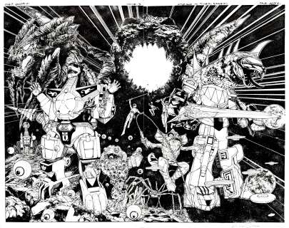 Alex Sanchez - Godzilla Vs. Mighty Morphin Power Rangers #3 Huge Wraparound Incredibly Detailed Cover (Godzilla & Over a Dozen Creatures, Rangers, & Monsters!)