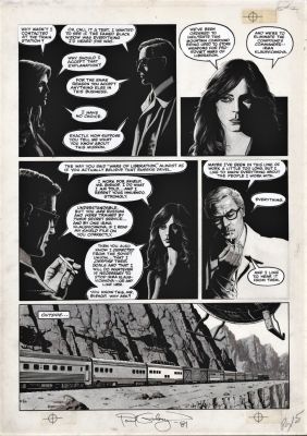 Paul Gulacy | Gulacy, Paul - Bizarre Adventures #25 Pg 12, Black Widow & Harry Palmer / Michael Caine, Letters on Overlay 1981 | Cool Lines Art