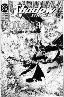 Joe Quesada | Quesada, Joe - Shadow Strikes #29 Cover, Shadow Leaps From Auto-Gyro Plane 1992 | Cool Lines Art