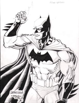 Art Nichols, Larry Hama | Batman with Batarang Pencil & Ink Sketch - Signed | Anthony’s Comic Book Art