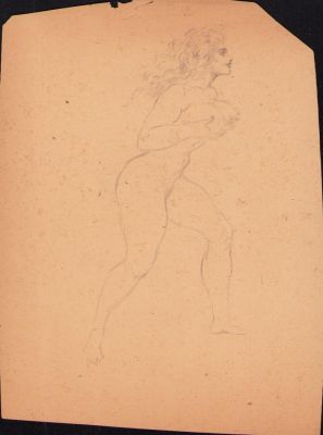 Roy Krenkel | Nude Full Body Babe Holding Boobies - Pencil Art | Anthony’s Comic Book Art