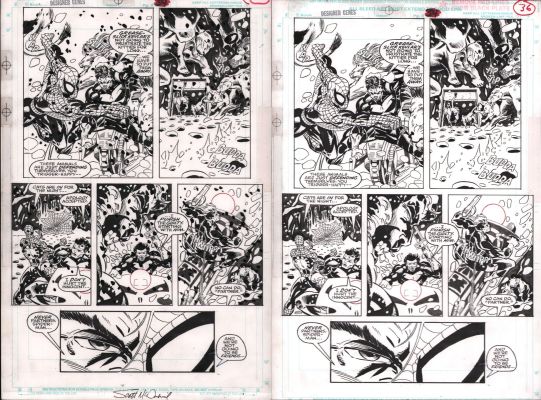 Keith Williams, Scott McDaniel | Spider-Man, Punisher, Sabretooth: Designer Genes P.36 - Spidey/Punisher Action - Signed - 1993 | Anthony’s Comic Book Art