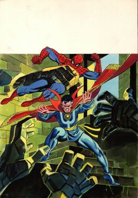 Lopez Espi | Superheroes #63 Cover Painting (Spider-Man & Dr. Strange - Cover Homage To Marvel Team-Up #50 Cover) 1978 | Romitaman