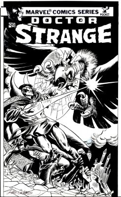 Dave Cockrum - Dr. Strange Pocketbook #2 Published Oversized Cover (Dr Strange Battles Giant Bird As 6 Zombie Arms Grab the Good Dr From Below Ground!) 1979