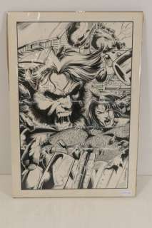 Dessin original de E. Ribeiro "Wolverin" (39 x 25cm) | Rops