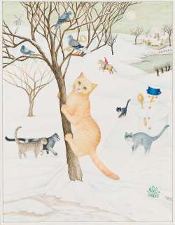 MONIKA BEISNER (1942- ) Cat in winter scene. | Swann Galleries