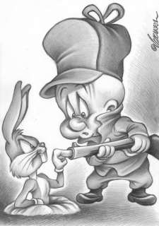 BUGS BUNNY & ELMER FUDD - Original Drawing - Vizcarra, Joan | Catawiki