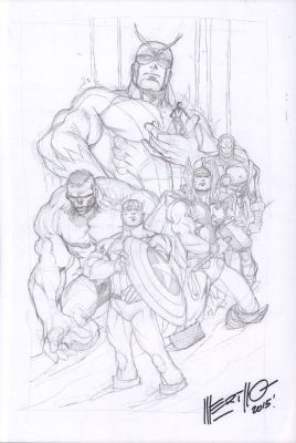 Jesus Merino | Avengers Team Pencil Art - Signed - 2015 | Anthony’s Comic Book Art