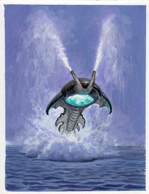 Den Beauvais | Roaming Steam Geyser - Guardians Published Collectible Fantasy Card Painting (1990S) | Romitaman