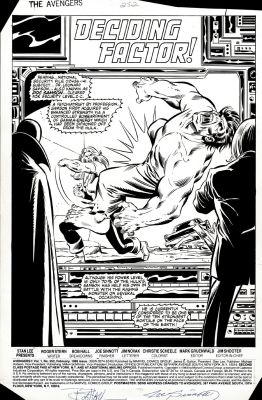 Bob Hall, Joe Sinnott | Avengers #252 Splash (Vision Watches the Hulk Battle Doc Samson! Joe Sinnott Inks!) 1984 | Romitaman