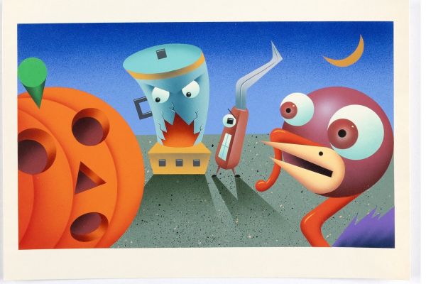 Draper, Chad - Magazine / Newspaper Illustration - Harvest Holidays Turkey Jack O’Lantern 1980S | Cool Lines Art