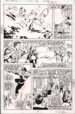 Dave Ross, Tim Dzon | Avengers West Coast #80 P.6 - Spider-Woman, Lots of Characters - Signed - 1992 | Anthony’s Comic Book Art