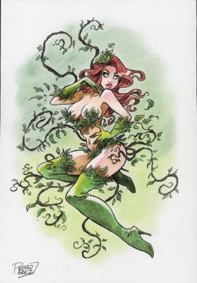 Poison Ivy Fun & Sexy Color Art Commission - Signed By Pedro Perez | Anthony’s Comic Book Art