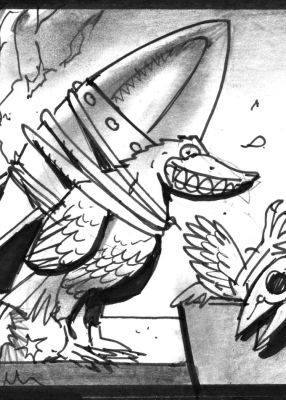 Simon Bisley – Salty Dogs Card art – Ink – Kamakazi dodo | Berserker Art