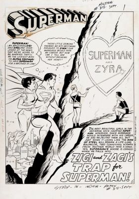 Jim Mooney - Action Comics #316 Splash (Rare Jim Mooney Drawn Large Art Superman Splash!) 1964