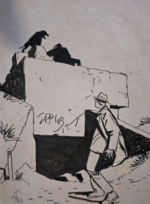 Dodier Alain | Illustration préparatoire originale 6 pour l’intégrale Jérôme K. Jérôme Bloche | Galerie Napoléon