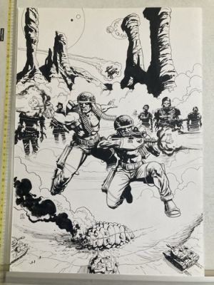 Original 2000AD Rogue Trooper Cover Art By Patrick Goddard -When A GI Dies Trade