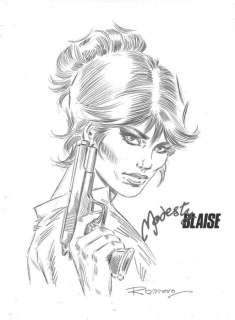 Badia-Romero, Enric - Original pencil drawing - Modesty Blaise with shotgun | Catawiki