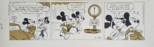 Floyd Gottfredson Mickey Mouse Daily Comic Strip Original Art data 12-28-1970 | Venere Comic Art