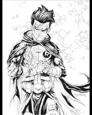 BATMAN 655 ROBIN TYLER KIRKHAM BATTLE DAMAGE ORIGINAL COVER ART 11X17 | eBay US (Buy It Now)