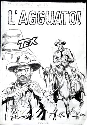 GALEP (Aurelio Galleppini) - Original cover for Tex n. 25 "L‘agguato". Cm. 25,5x36,5. Ink. Code 2029.