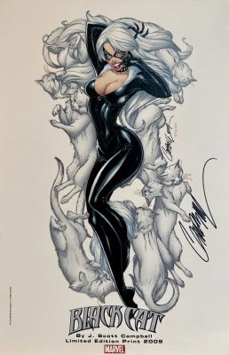 J Scott Campbell | Campbell - Black Cat Print (Signed) | ComicArtFans Classifieds