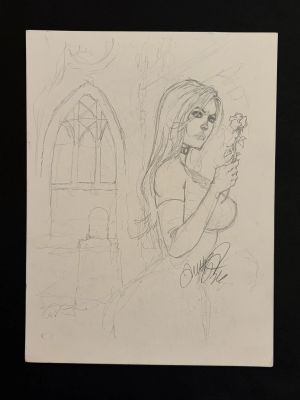 Tim Vigil | Tim Vigil - Gothic Nights Vampire Girl with Rose | ComicArtFans Classifieds