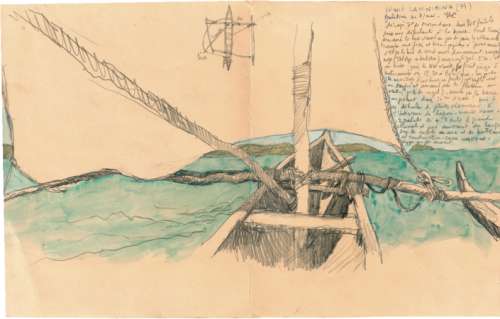 Yvon Le Corre | MADAGASCAR Pirogue à Lahinirina, 39x25,5 cm | A la marge