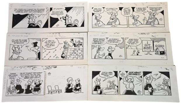 Lot 48 - 11 Chris Browne, Hagar the Horrible Daily Comic Strip Original Art Ink on paper, eleven original multi-panel daily… | misc / divers
