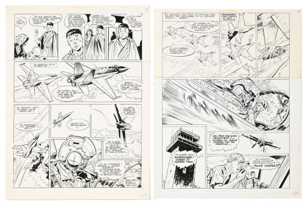 Lot 1986 - Dan Cooper, Albert Weinberg, tome 34, "Silver Fox", éd. Novedi, 1985, planches originales de ba | misc / divers