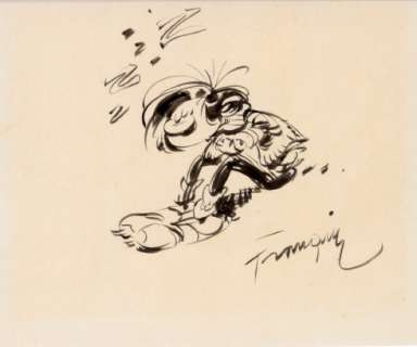 Franquin | Gaston, illustration Ã  l’encre de Chine représen… | Banque Dessinée