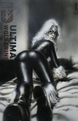 Manu Silva | Black cat charcoal pencils And indian inks on AirBrush by Manu Silva | Raremarq (Buy It Now)