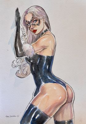 Marc Holanda | Black Cat Pin Up 9x12 | Raremarq (Buy It Now)