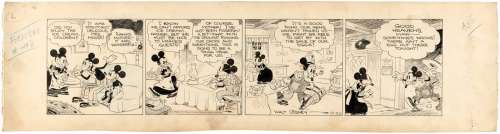 EARLY & HISTORIC MICKEY MOUSE 1930 DAILY STRIP ORIGINAL ART BY FLOYD GOTTFREDSON & HARDIE GRAMATKY. | Hake’s