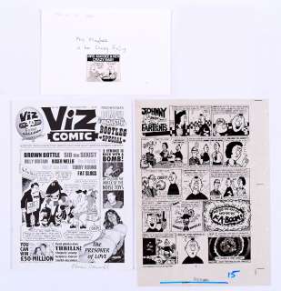 Johnny Fartpants printer’s acetate sheet (1987) from Viz 23 April 1987 with small original artwork | Comic Book Auctions ltd
