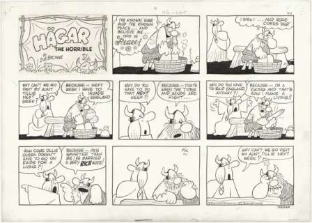 183: Browne Hagar Sunday 7/1/73 original comic art | Russ Cochran