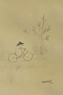 Sempé - Dessin original - La femme au vélo - (1979) | Catawiki