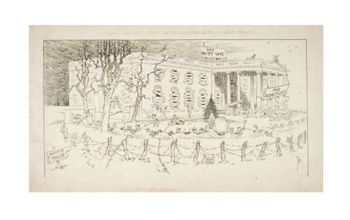 EDWARD S. BROWN POLITICAL EDITORIAL CARTOON ORIGINAL ART LOT. | Hake’s