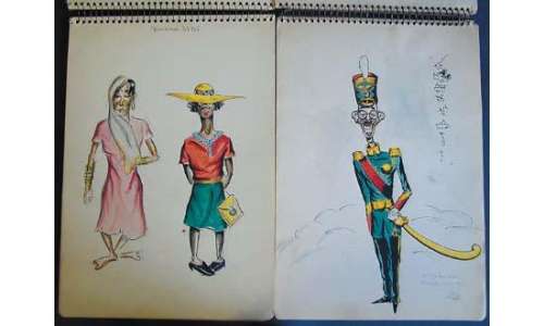 GOSCINNY. René. " Carnets de Croquis ". Deux carnets de croquis et dessins