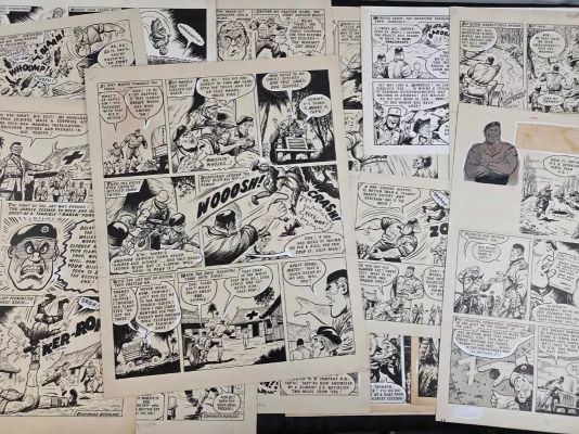 Lot 337 - CAPTAIN HURRICANE 17 pages of original comic book art c. late 1960s from VALIANT British comic book, | Excalibur Auctions