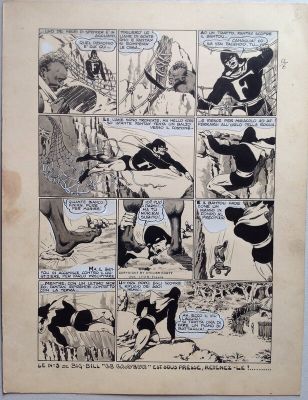 Chott, Marcel Navarro (Scénariste) | Chott Pierre Mouchot FANTAX 12 Planche 5 Les Six gardiennes de l’enfer (6/12) , Encre de Chine petit format Eo 1947 | 2DGalleries