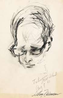 Lot 9 - LEROY NEIMAN (1921-2012) Portrait of Jules Feiffer, Fire Island.