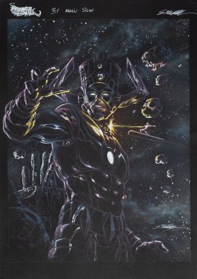 Silver Surfer vs. Galactus Original Art by Manu Silva | Raremarq (Buy It Now)