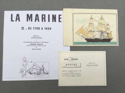 Studios Hergé - Mise en couleurs originale du Chromo 110 - Frégate Â«Â Belle PouleÂ Â» 1840 - EO (1953) | Catawiki
