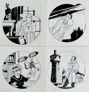 Schreder/Loups. Serie de 4 dessins orignaux illustrant les… | Dagoty