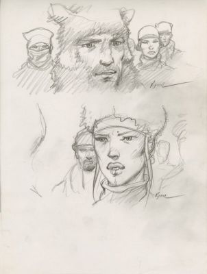 Enki Bilal | Dessin original préparatoire pour deux cases de BUG | 2DGalleries
