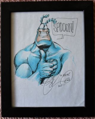 Ben Edlund Original "The Tick" Drawing and Signed